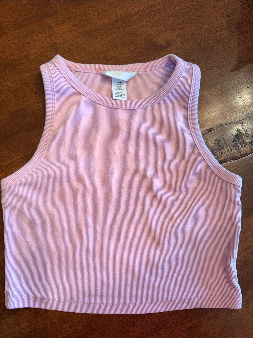 Women’s Ribbed Pink Cropped Tank Top H&M Medium